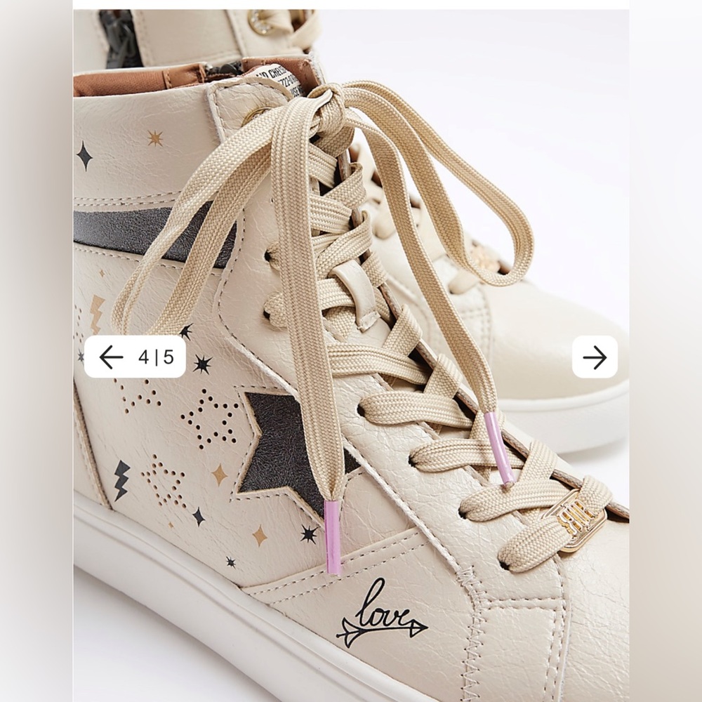 Beige Star High Top Trainers